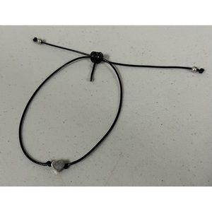 Black Silver Heart Charm String Bracelet Jewelry 🖤 #silver #jewelry #bracelet